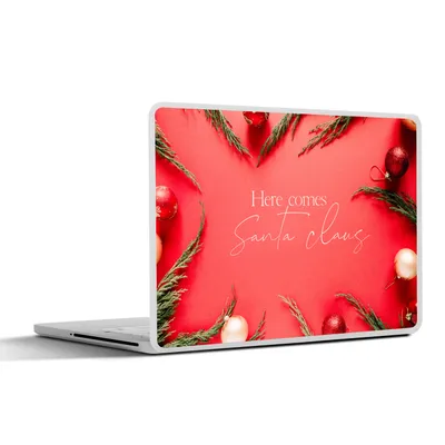 Produktbild von MuchoWow® Laptop Aufkleber Sticker Cover Winter - Rot - Weihnachtskugeln - Zitat 25x18 cm - Laptop-Deko