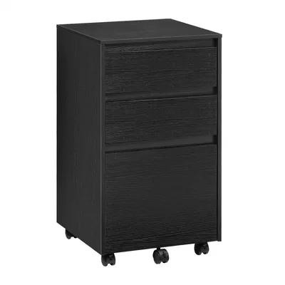 Produktbild von WOLTU Mobiler Aktenschrank, Büroschrank, Rollcontainer mit 3 Schubladen, 40x70x40 cm : Schwarz Farbe: Schwarz