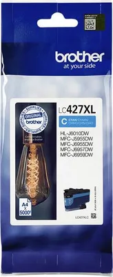 Produktbild von Brother LC-427XLC, Hohe (XL-) Ausbeute, Cyan, Tinte auf Pigmentbasis, 1 Stück(e), 5000 Seiten, Einzelpackung