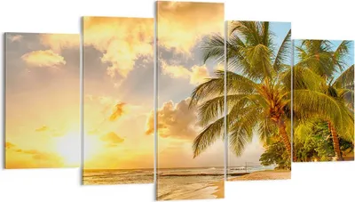 Produktbild von Bild auf Leinwand - Leinwandbild - Strand Meer Palme - 160x85cm - Wand Bild - Wanddeko - Wandbilder - Leinwanddruck - Bilder - Kunstdruck - Wanddekoration - Leinwand bilder - Wandkunst - EA160x85-3606