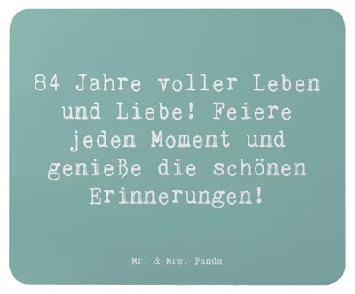 Produktbild von Mr. & Mrs. Panda Mousepad Spruch 84. Geburtstag Leben und Liebe - Meeresbrise - Geschenk, Mauspad, Mouse Pad, Geburtstagsfeier, Glückwunsch, laptop, liebevolle Geschenke