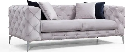 Produktbild von Hanah Home, Como - Light Grey, Klassische Sofas, 2-Sitzer-Sofa, Hellgrau, Polyester, 197 x 73 x 90 x cm