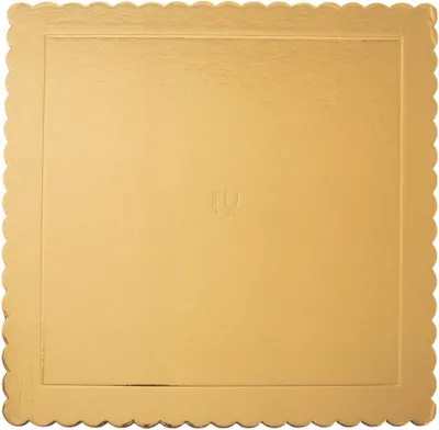 Produktbild von Quadratische Kuchenform 34x34 cm, geriffelte Kanten, Goldfolie
