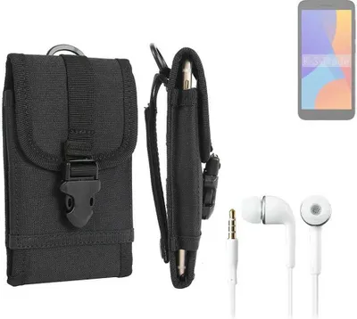 Produktbild von K-S-Trade Holster Schutz Hülle kompatibel mit Alcatel 1 (2021) Gürteltasche Handy Hülle Tasche outdoor Seitentasche schwarz 1x + Kopfhörer