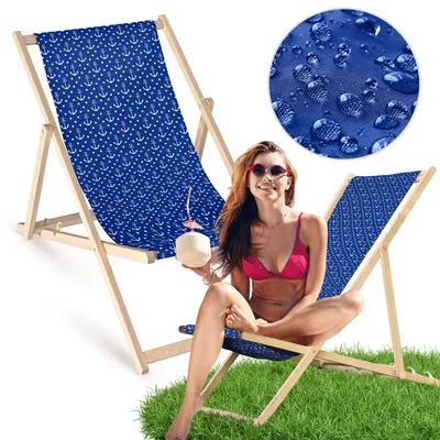 Holz Liegestuhl klappbar „Anker“ – Gartenstuhl Relaxstuhl Sonnenliege Balkon Terrasse Maritim