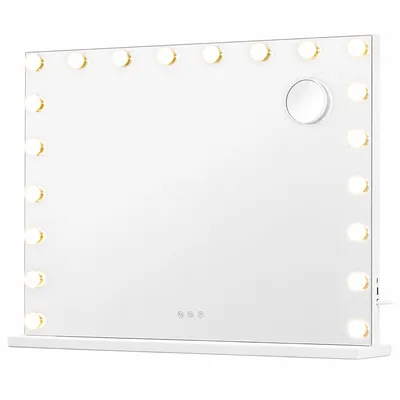Produktbild von SONGMICS Kosmetikspiegel mit Beleuchtung, 15 LEDs, Dimmbar, 3 Lichtfarben, 62 x 90 x 5,7 cm, Weiß