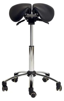 Produktbild von Schwarzer Sattelhocker höhenverstellbar 58-80 cm, Sitzfläche 43x37 cm, Gasdruckfeder, Wirbelsäulenentlastung