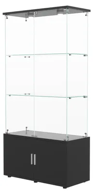 Immagine prodotto di Vetrina espositiva - Vetrina collezione - 78,5 x 35 x 164 cm - 3 ripiani - Illuminazione a LED - 2 ante - Colore: nero