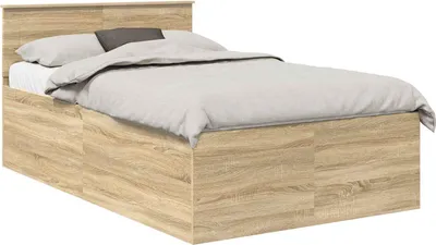 Zdjęcie produktu dla vidaXL Rama łóżka z wezgłowiem dąb sonoma 120 x 190 cm materiał drewnopochodny