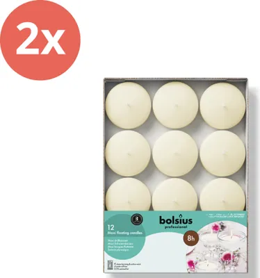 Zdjęcie produktu dla Bolsius - Świece pływające Maxi - Ø7,7 cm - 12 sztuk w opakowaniu - Ivory - Value pack - 24 sztuki - 2 opakowania