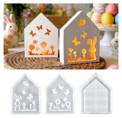 Produktbild von 3 Stück Silikonformen für Ostern, Gießformen für den Frühling, Osterhasen Gipsformen