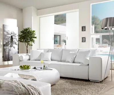 Produktbild von DELIFE Big-Sofa Marbeya 290x110 cm Weiss mit Schlaffunktion