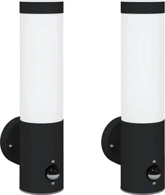 Image de Applique Murale Extérieure 2 pcs Noir 12 x 8,5 x 29 cm