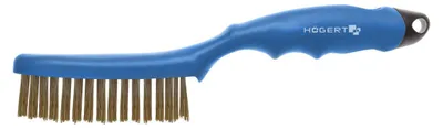 Produktbild von Drahtbürste, vier Reihen, Draht aus Messing, 250 mm, Fiberglas-Griff – Drahtbürste Högert Technik