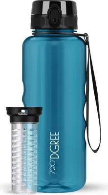 Produktbild von uberBottle crystalClear Trinkflasche mit Fruchtbehälter 1500ml / Petrol Blue/ 720DGREE