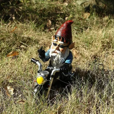 Produktbild von Gartenzwerg für Motorrad - Gartendekoration - 1 Stück - 15 x 14 cm