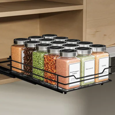Productafbeelding van Uittrekbaar kruidenrek voor de kast, zwart