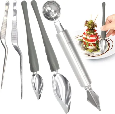 Immagine prodotto di Set di pinzette da cucina - Cottura precisa - 5 pezzi - Acciaio inox
