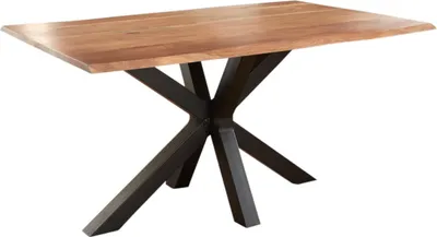 Produktbild von Esstisch Baumkante massiv Akazie natur 180 x 90 schwarz SPYRO