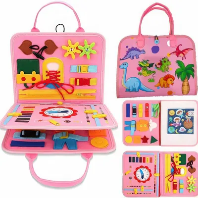 Produktbild von 3-seitiges Montessori Quiet Book für Kleinkinder 1–4 Jahre,interaktives Lernspielzeug,trainiert Geschicklichkeit,Logik und Farben,ideal als Geschenk