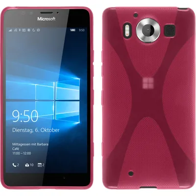 Produktbild von PhoneNatic Case kompatibel mit Microsoft Lumia 950 - pink Silikon Hülle X-Style + 2 Schutzfolien