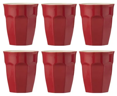 Produktbild von 6er Set Cafe Latte Becher Mynte Strawberry rot 200ml Steingut Ib Laursen