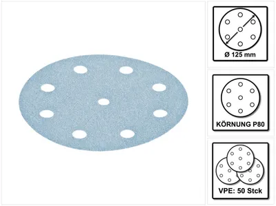 Productafbeelding van Festool STF D125/8 Slijpschijven 125 mm granaat P80 GR / 50 stuks ( 497167 )
