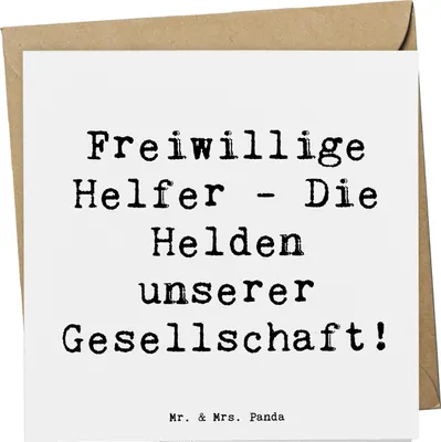 Produktbild von Mr. & Mrs. Panda doppelkarte Spruch Freiwilliger Held - Weiß - Geschenk, Aufmerksamkeit, Glückwunschkarte, Geschenke, anlasskarte, Liebe, Engagement, faltkarte, Grußkarte