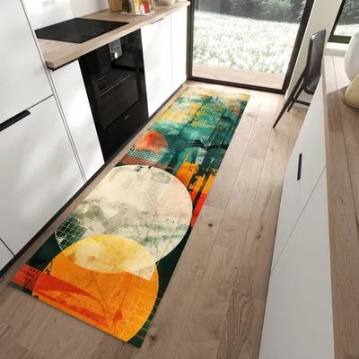 Produktbild von Küchenteppich 80x280cm rutschfest & abwischbar PVC Läufer - Geometrie von Abstrakte