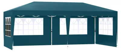 Obrázok produktu pre QEENTOE záhradný pavilón, 3x6 m, zelený, so 6 bočnými stenami, s nastaviteľnou výškou, stabilný, s vodoodolnou UV ochranou, vhodný na párty, svadby, festivaly a kempovanie