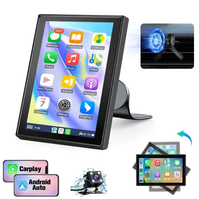 Obrázok produktu pre Univerzálny displej do vozidla s bezdrôtovým Android Auto CarPlay 9 palcov, rozdelená obrazovka, hlasové ovládanie, online navigácia