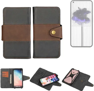 Produktbild von K-S-Trade Handyhülle Schutzhülle Hülle Bookstyle Wallet-Case kompatibel mit Nothing 1 Bumper Rundumschutz schwarz-braun 1x