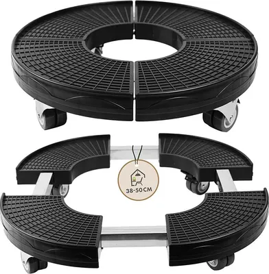 Produktbild von TTL HOME Pflanzenroller VERSO Ø38–50cm rund wetterfest mit Bremse Gummi Rollen Rollbrett Pflanzen