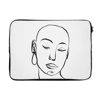 Produktbild von MuchoWow® Laptop Hülle 14 ZollFrau - Schwarz - Weiß - Minimalismus Laptoptasche - Laptoptasche - Stoßsicher - Schutzhaube