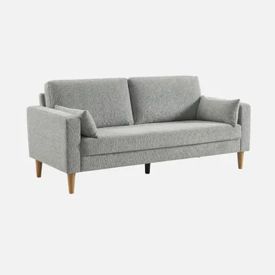 Produktbild von sweeek - 3-Sitzer Sofa mit Heveaholz und Chenille-Bezug - Hellgrau