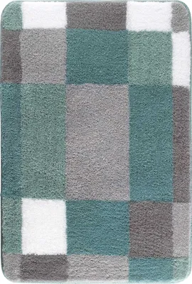 Produktbild von Badematte - Eukalyptusgrün – Grau - Weiß - Polyacryl - 60 x 90 cm