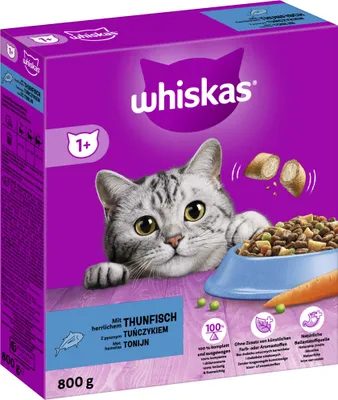 Produktbild von WHISKAS® Karton Trocken 1+ mit Thunfisch 800g