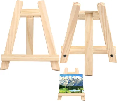 Image de Mini-chevalet en bois - pliable - 2 pièces - 15 x 20 cm