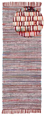 Produktbild von carpetfine Flickenteppich Kelim Chindi Läufer Rot 75x240 cm | Fleckerlteppich aus Baumwolle für Wohnzimmermit Fransen
