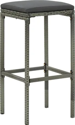 Produktbild von vidaXL Barhocker mit Kissen 2 Stk. Grau Poly Rattan