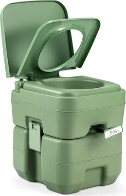 Produktbild von 20L Campingtoilette mit Abnehmbarem Abwasser- und Frischwassertank, Reisetoilette aus HDPE, Mobile Toilette, bis zu 100 kg belastbar, mit Spülung