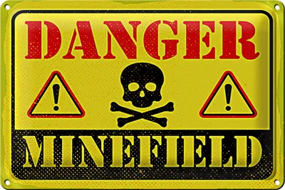 Produktbild von Blechschild Achtung Danger Mine Field Minenfeld 18x12cm