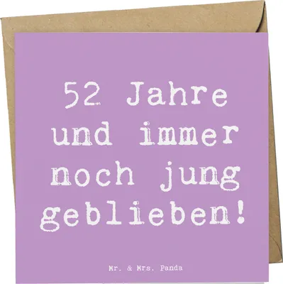 Produktbild von Mr. & Mrs. Panda Grußkarte Spruch 52. Geburtstag Jung geblieben - Lavendeltraum - Geschenk, 52 Jahre, Freundschaft, doppelkarte, im Herzen, wertschätzende Geschenke
