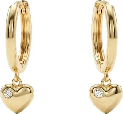Produktbild von 375 Echtgold Creolen mit Herz Anhänger und Zirkonia Damen