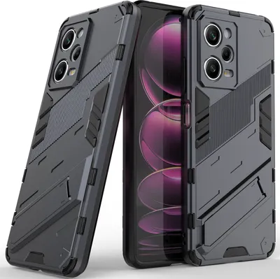 Produktbild von Armor Hülle für Xiaomi Poco X5 Pro /Redmi Note 12 Pro 5G, Hybrid PC TPU Bumper Stoßfestes Schutzhülle mit Standfunktion Grau
