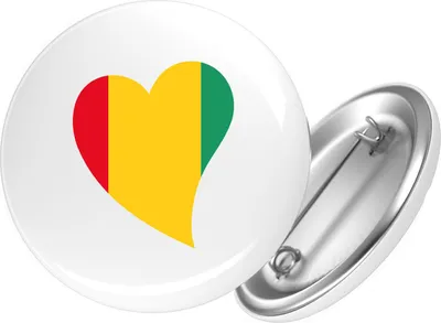 Produktbild von Huuraa Button Guinea Flagge Herz 25mm rund mit Sicherheitsnadel Ansteckbutton Geschenkidee