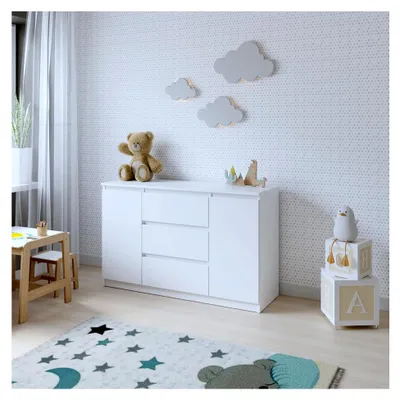 Produktbild von Kommode mit 2 Türen und 3 Schubladen | Weiß 120 cm