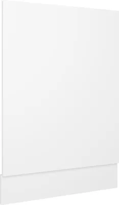 A white dishwasher front panel with a lower section that appears to be a kick plate.
