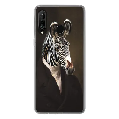 Produktbild von MuchoWow® Handyhülle Schutzhülle Hülle für Huawei P30 Lite Zebra - Kunst - Tierkopf Silikon Softcase Handy Hülle - Handyhülle