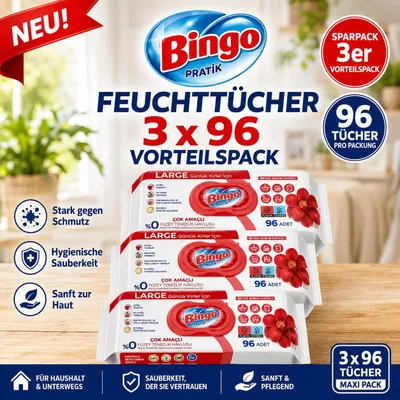 Obrázok produktu pre Bingo Lovely 3x96 kusov – univerzálne čistiace utierky
